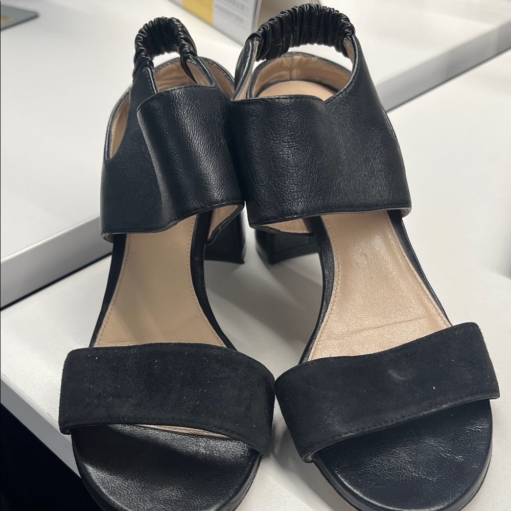 Stuart Weitzman Black Leather Sandals